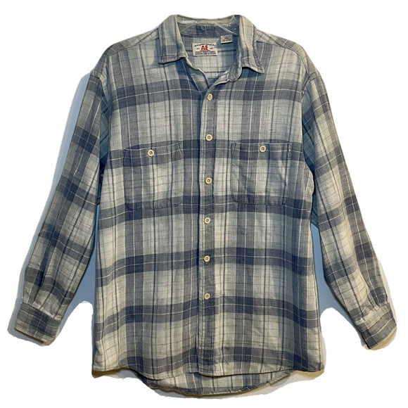American Eagle Outfitters Other - Vintage American Eagle Blue White Plaid Flannel Shirt Sz Medium Lon…